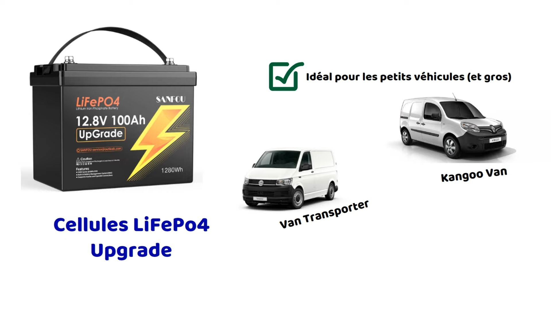 Batterie Lithium SANFOU 100Ah UpGrade LiFePo4 12,8V