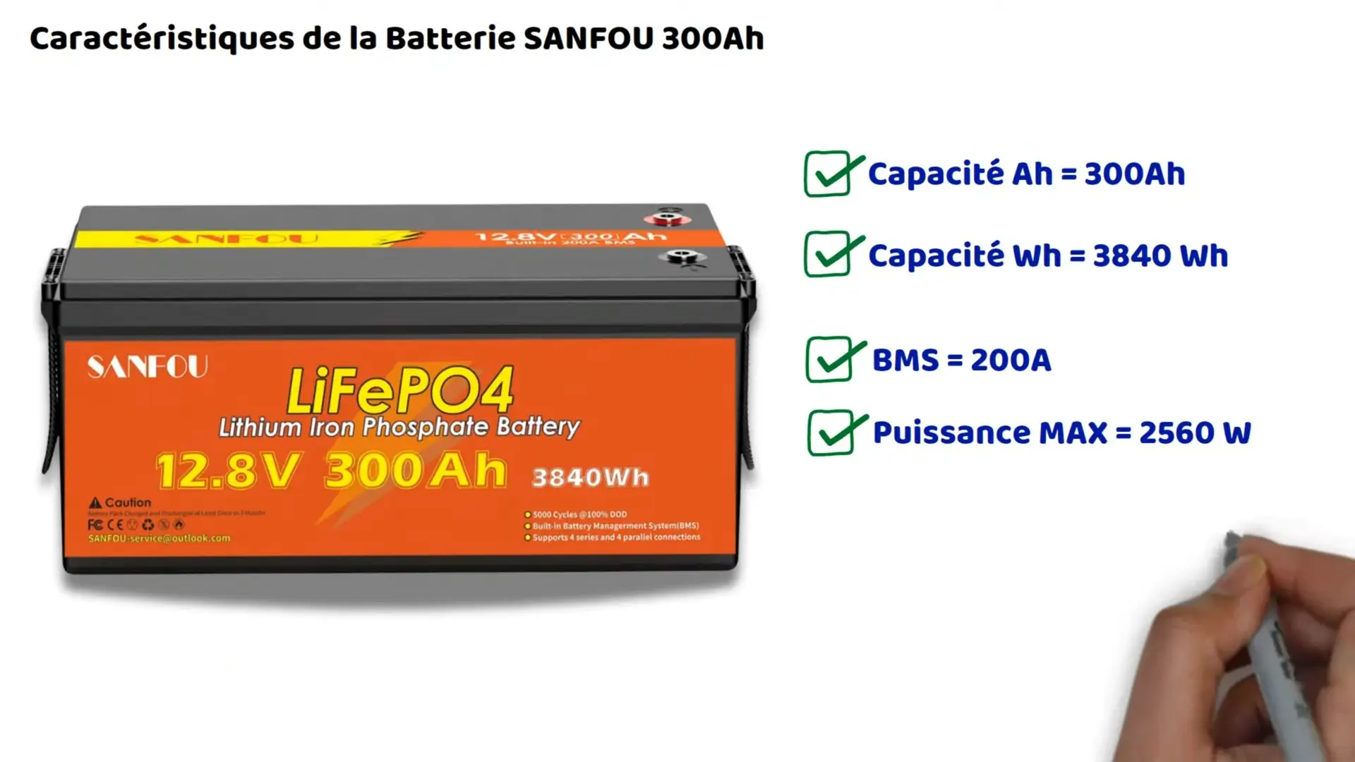 Caractéristiques techniques de la Batterie SANFOU 300Ah